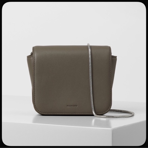 All Saints Arc Small Crossbody Purse in Mink Grey - Picture 1 of 14